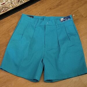 Pro Celebrity Tee Top California teal golf ⛳️ shorts pleats 100% cotton 32 NEW…